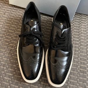 Prada Brogue Trim Leather Oxford Platforms. Amazing Condition.